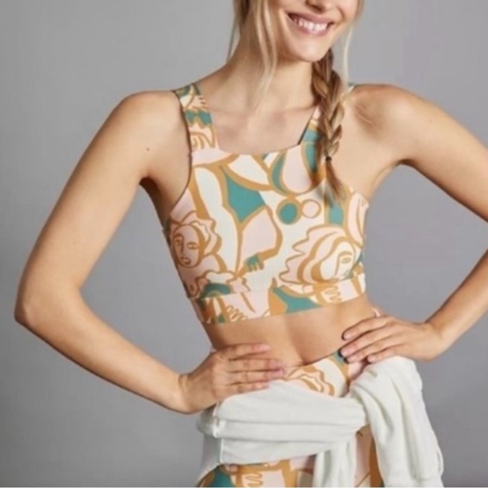 Anthropologie Dazey We Are One Crop Top Sports Bra Size XS Made in LA Abstract